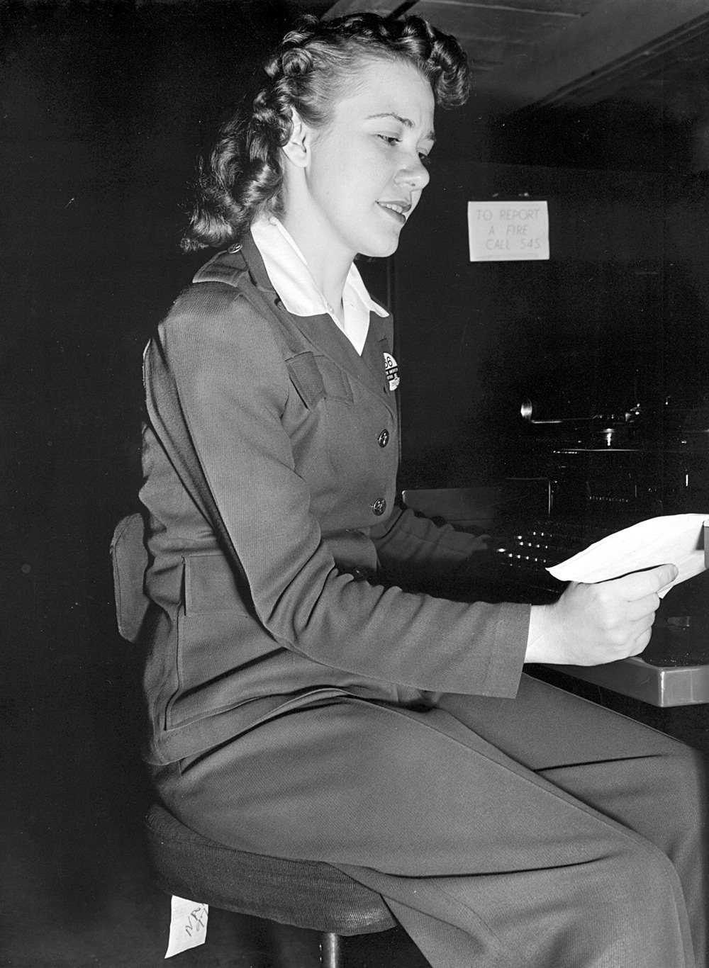 Eunice Schmidt Working on a Typewriter